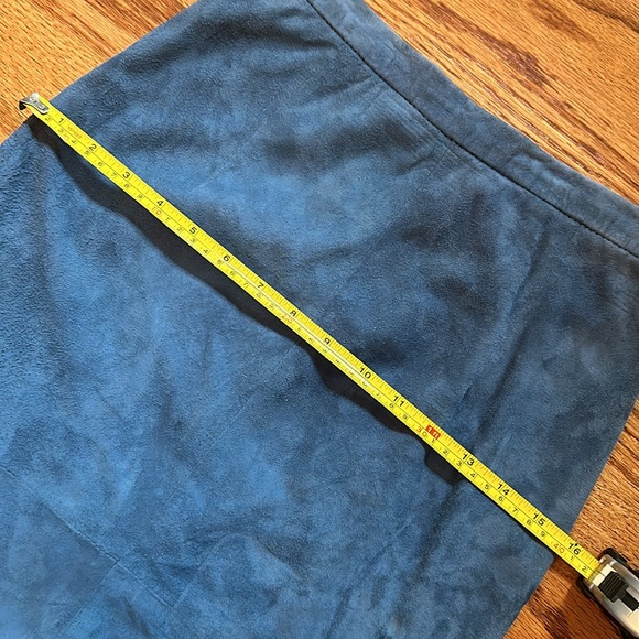 Georgetown Leather Design Blue Suede Midi Skirt - Picture 5 of 8
